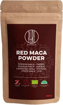 BrainMax Pure Red Maca Powder, Maca czerwona BIO proszek, 200 g