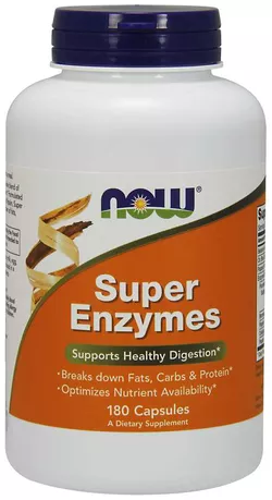 Now® Foods NOW Super Enzymes, złożone enzymy trawienne, 180 kapsułek