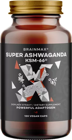 BrainMax Super BIO Ashwagandha extrakt KSM-66®, Ekstrakt Ashwagandhy, 100 Kapsułek Roślinnych