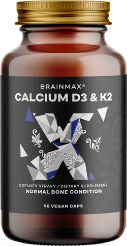 BrainMax Calcium D3 & K2, wapń z witaminą D3 i K2, 90 kapsułek roślinnych