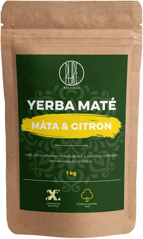 BrainMax Pure Yerba Mate, Mięta & Cytryna, 1000 g