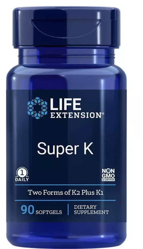 Life Extension Super K, Witamina K1, K2 (MK-4 i MK-7), 90 kapsułek żelowych