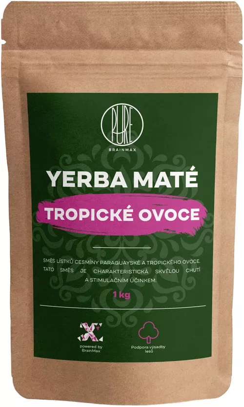 BrainMax Pure Yerba Mate, Owoce Tropikalne, 1000 g