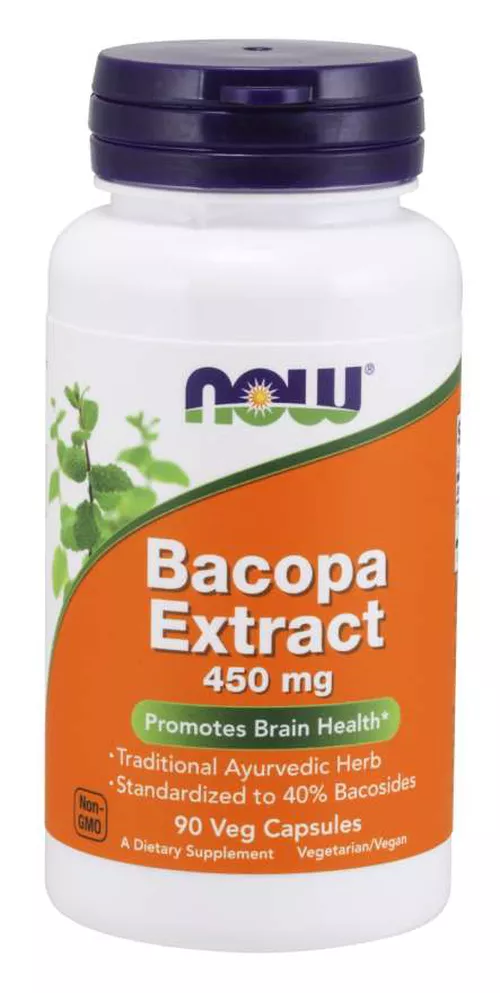 Now® Foods NOW ekstrakt z Bacopa monnieri (Brahmi), 450 mg, 90 kapsułek roślinnych