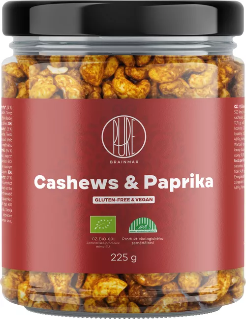 BrainMax Pure Cashews & Paprika, Nerkowce i czerwona papryka, BIO, 225 g