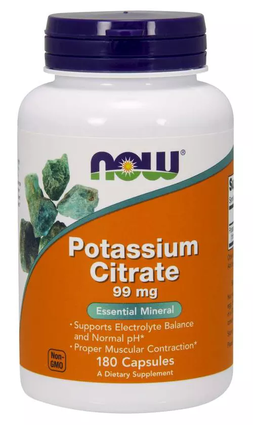 Now® Foods NOW Cytrynian potasu, 99 mg, 180 kapsułek ziołowych