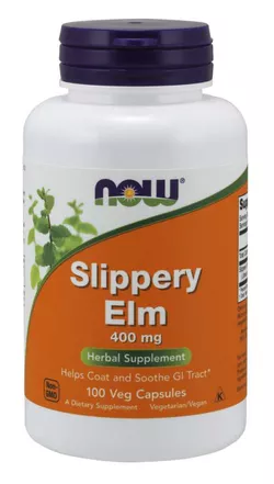 Now® Foods NOW Slippery Elm (Czerwony Wiąz), 400 mg, 100 kapsułek roślinnych