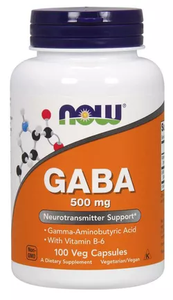 Now® Foods NOW GABA (kwas gamma-aminomasłowy) 500 mg + 2mg Witamina B6, 100 kapsułek