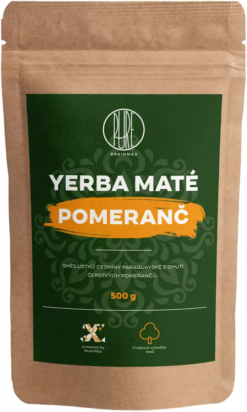 BrainMax Pure Yerba Mate, Pomarańcza, 500 g