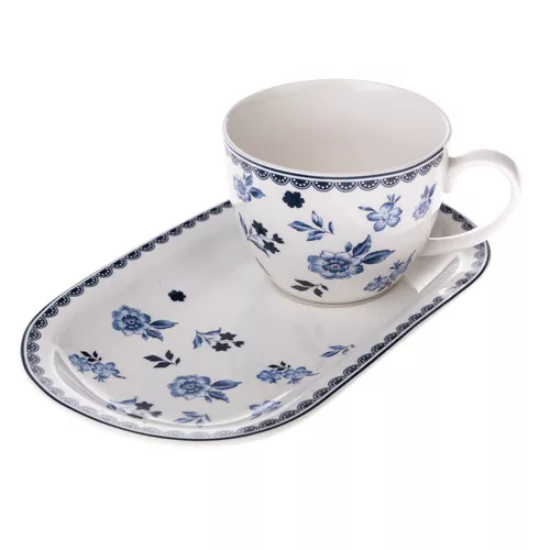 Kubek porcelanowy z podstawką Floral, 445  ml