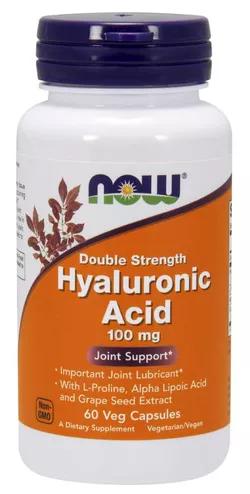 Now® Foods NOW Hyaluronic Acid, kwas hialuronowy o podwójnej sile, 100 mg, 60 kapsułek roślinnych