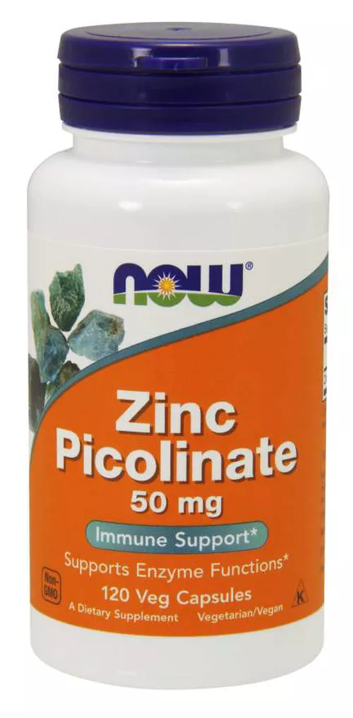 Now® Foods NOW Pikolinian cynku, 50 mg, 120 kapsułek roślinnych