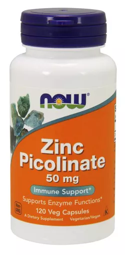 Now® Foods NOW Pikolinian cynku, 50 mg, 120 kapsułek roślinnych