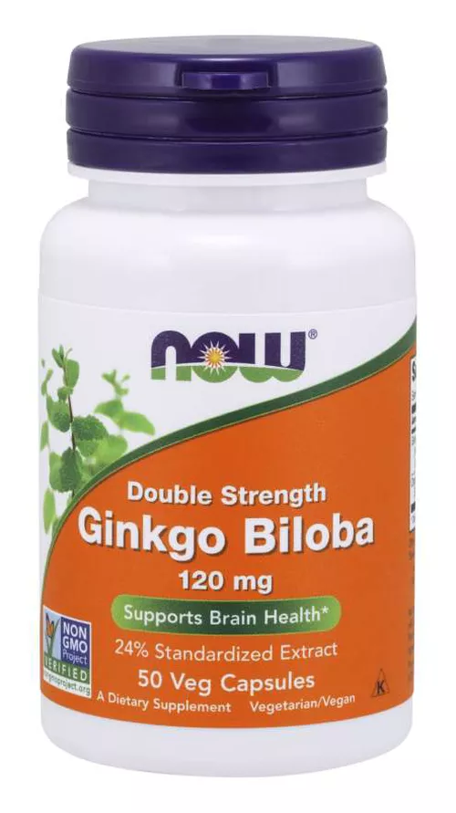 Now® Foods NOW Ginkgo Biloba Double Strength, 120 mg, 50 kapsułek roślinnych