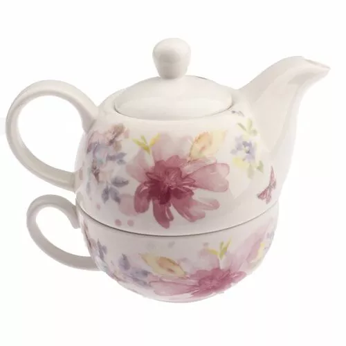 Dzbanek porcelanowy z filiżanką Flower, 400 ml