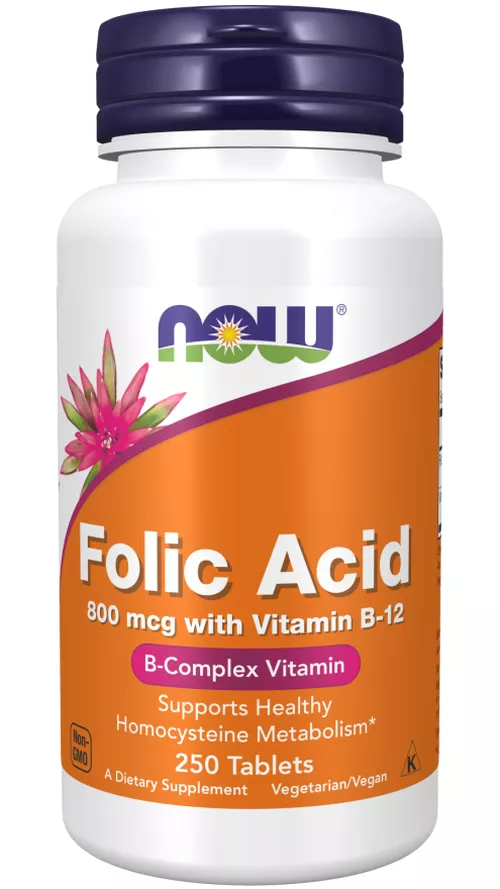 Now® Foods NOW Folic Acid (kwas foliowy), 800 mcg, 250 tabletek