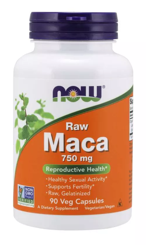 Now® Foods NOW Maca (koncentrat rzeżuchy peruwiańskiej 6:1 RAW), 750 mg, 90 kapsułek roślinnych