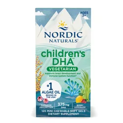 Nordic Naturals DHA dla dzieci, Omega 3 dla dzieci - o smaku jagodowym, 375 mg, 120 kapsułek do żucia