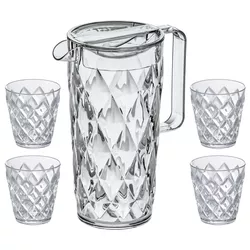 Koziol Dzbanek z 4 szklankami CRYSTAL, 1,6  l