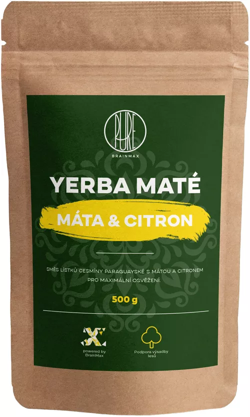 BrainMax Pure Yerba Mate, Mięta & Cytryna, 500 g