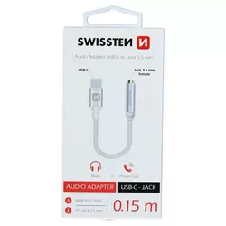 SWISSTEN Redukcja USB-C JACK 3,5 mm, 15 cm, srebrny