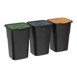 Kosz do segregacji odpadów Eco 3 Master 50 l, BLACK, 3 szt.