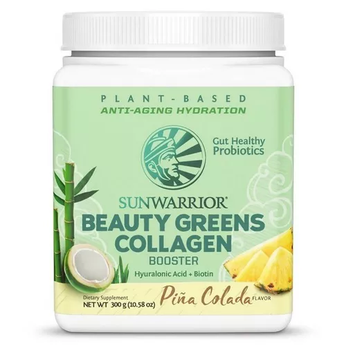 Sunwarrior Beauty Greens Wzmacniacz kolagenu, piña colada, 300 g