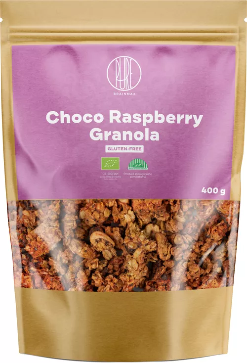 BrainMax Pure Choco Raspberry Granola, granola z czekoladą i malinami, BIO, 400 g