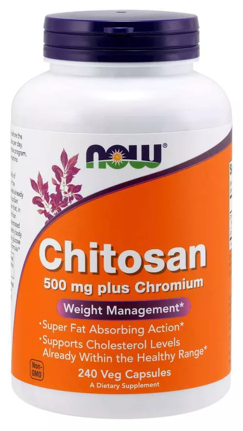 Now® Foods NOW Chitosan, 500 mg Plus chrom, 240 kapsułek wegetariańskich