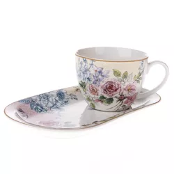 Porcelanowy kubek z tacą Roses, 445  ml