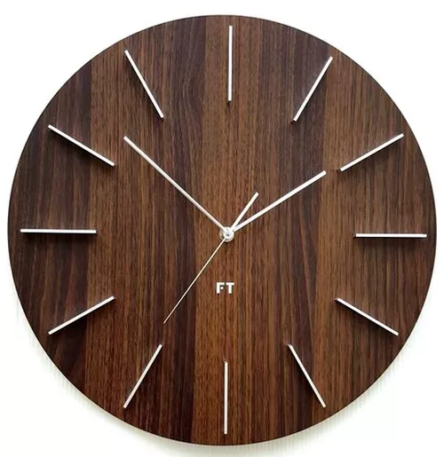 Future Time FT2010WE Round dark natural brown Designerski zegar ścienny, 40 cm