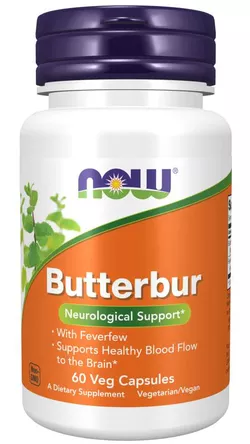 Now® Foods NOW Butterbur with Feverfew (Lepiężnik i Wrotycz) 5mg, 60 kapsułek roślinnych