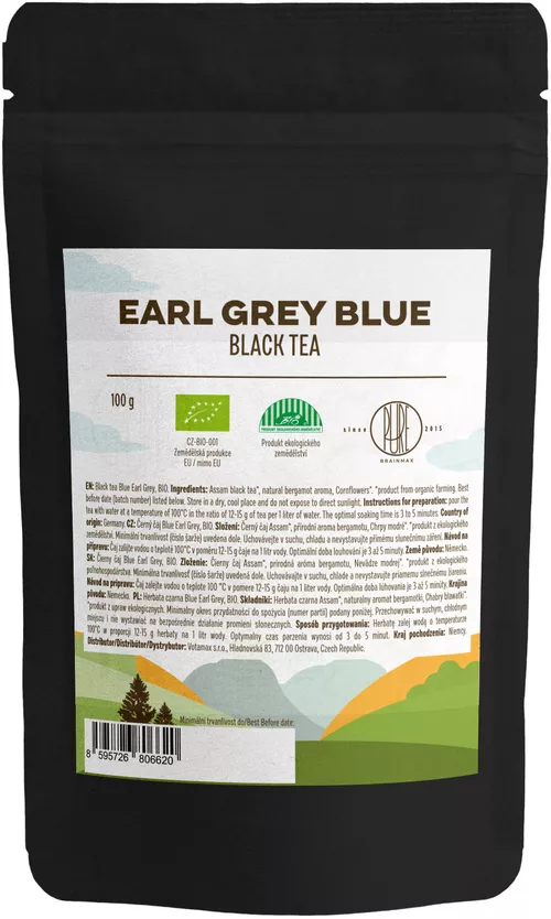 BrainMax Pure Earl Grey Blue, herbata czarna, herbata czarna, BIO, 100 g