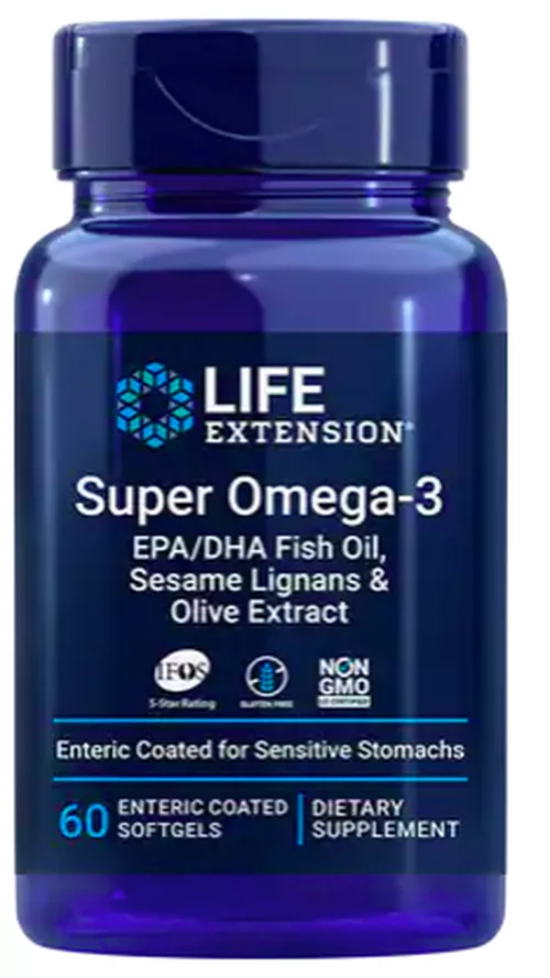 Life Extension Super Omega-3 EPA / DHA Fish Oil, Sesame Lignans & Olive Extract (olej rybny z lignanami sezamowymi i ekstraktem z oliwek), kapsułki dojelitowe 60