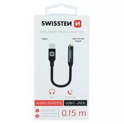 SWISSTEN Redukce USB-C JACK 3,5 mm, 15 cm, černá