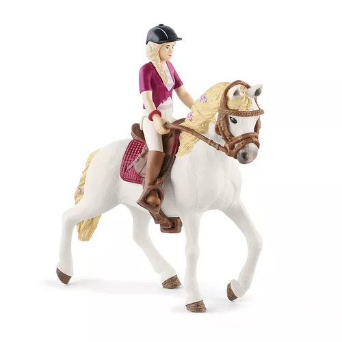 Schleich 42540 Blondynka Sofia z ruchomymi stawami na koniu, 15 cm