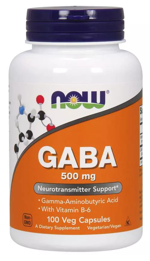 Now® Foods NOW GABA (kwas gamma-aminomasłowy) 500 mg + 2mg Witamina B6, 200 kapsułek