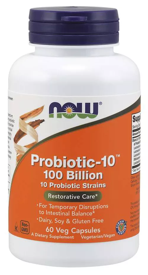 Now® Foods NOW Probiotic-10, probiotyki, 100 miliard CFU, szczepy 10, kapsułki ziołowe 60