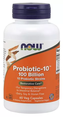 Now® Foods NOW Probiotic-10, probiotyki, 100 miliard CFU, szczepy 10, kapsułki ziołowe 60