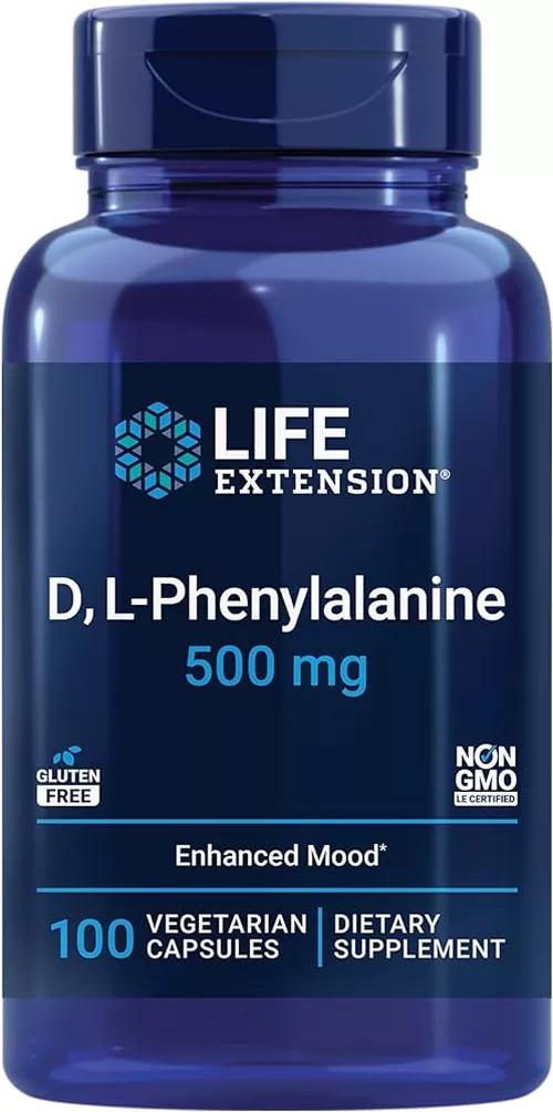 Life Extension Life Extension, D, L-fenyloalanina, poprawiający nastrój, 500 mg, 100 kapsułek wegańskich