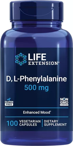 Life Extension Life Extension, D, L-fenyloalanina, poprawiający nastrój, 500 mg, 100 kapsułek wegańskich