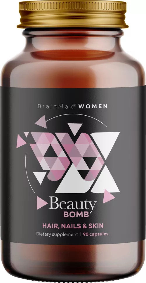 BrainMax Women Beauty Bomb, włosy, paznokcie, skóra, 90 kapsułek roślinnych