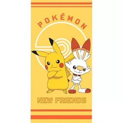 Ręcznik kapielowy dla dzieci Pokemon Pikachu i Scorbunny, 70 x 140 cm