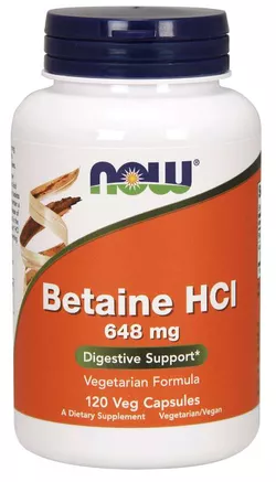 Now® Foods NOW Betaina HCl, wegetariańska, 648 mg, 120 kapsułek ziołowych